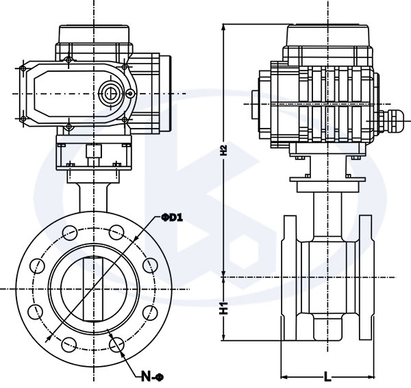 電動軟密封法蘭蝶閥外形尺寸