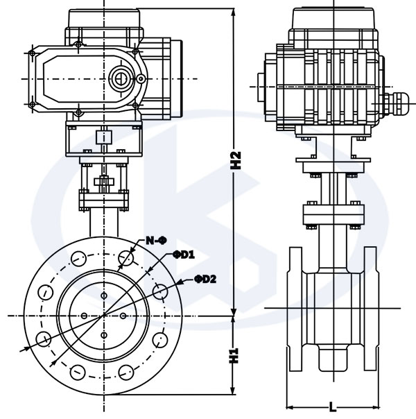 電動(dòng)硬密封法蘭蝶閥外形尺寸