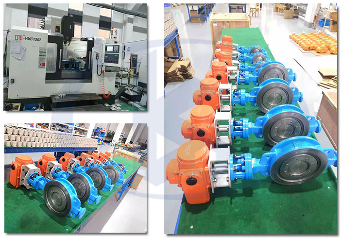 電動硬密封對夾蝶閥車間一角